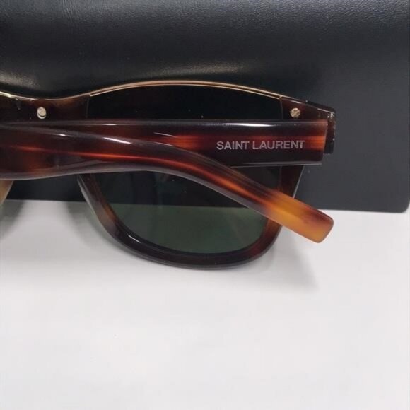 Saint Laurent Tortoise Shell Sunglasses with Green Lenses SL 51 CUT 002 - Picture 6 of 14